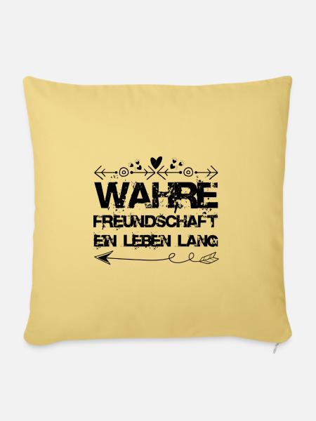 Freundschaft Spruch - Sofakissenbezug 45 x 45 cm - Hellgelb