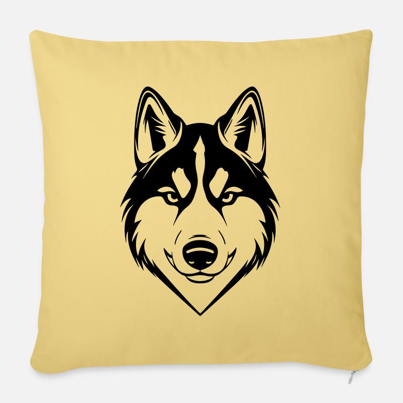 Husky Hund Kopf - Sofakissenbezug 45 x 45 cm - Hellgelb