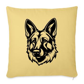 Tête de chien de berger allemand - Housse de coussin décorative 45 x 45 cm - jaune délavé - Devant