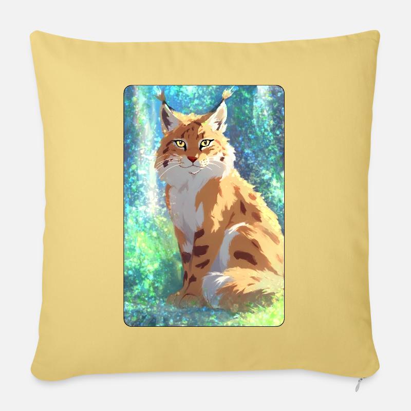 Luchs im Wald - Sofakissenbezug 45 x 45 cm - Hellgelb