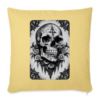 Vintage Gothic Skull Photocopy Effect T Shirt - Sofa pillowcase 17,3'' x 17,3'' (45 x 45 cm) - washed yellow - Front