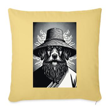 Le chien vigilant - Housse de coussin décorative 45 x 45 cm - jaune délavé - Devant