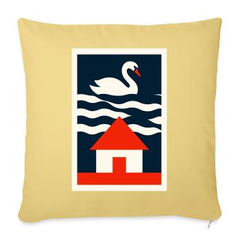 House by the Lake - Graphic Design Art - Sofa pillowcase 17,3'' x 17,3'' (45 x 45 cm) - washed yellow - Front