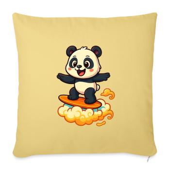 Panda Surfer dessin animé Design - Housse de coussin décorative 45 x 45 cm - jaune délavé - Devant