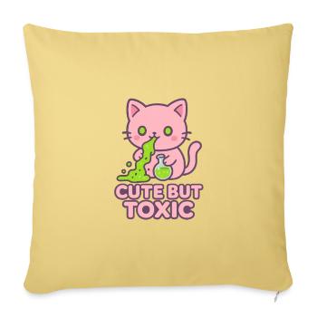 Chat Kawaii Toxique - Housse de coussin décorative 45 x 45 cm - jaune délavé - Devant