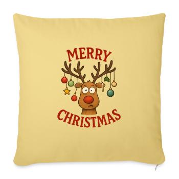 Deer Rudolph Merry Christmas sweet - Sofa pillowcase 17,3'' x 17,3'' (45 x 45 cm) - washed yellow - Front