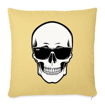 Squelette avec lunettes de soleil en monochrome - Housse de coussin décorative 45 x 45 cm - jaune délavé - Devant