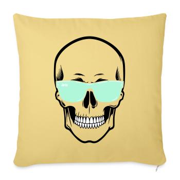 Lunettes de soleil à réglage en couleur avec un crâne souriant - Housse de coussin décorative 45 x 45 cm - jaune délavé - Devant