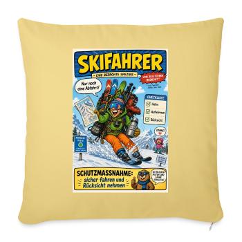 Der Skifahrer – nur noch eine Abfahrt - Sofakissenbezug 45 x 45 cm - Hellgelb - Vorne