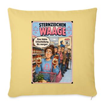 Sternzeichen Waage -  Humor für Unentschlossene - Sofakissenbezug 45 x 45 cm - Hellgelb - Vorne