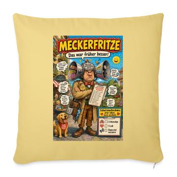 Meckerfritze – Der Nörgler mit Humor im Alltag - Sofakissenbezug 45 x 45 cm - Hellgelb - Vorne
