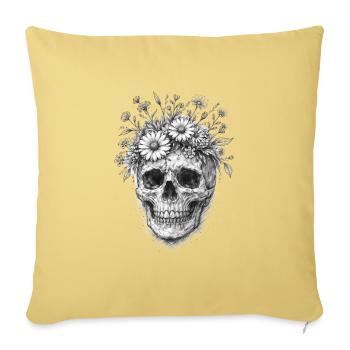 Floral Skull Gothic Grafik - Sofakissenbezug 45 x 45 cm - Hellgelb - Vorne