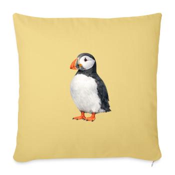 Puffin Watercolor Illustration - Sofa pillowcase 17,3'' x 17,3'' (45 x 45 cm) - washed yellow - Front
