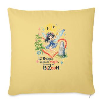 Bretagne un peu de magie beaucoup de BiZouH  - Housse de coussin décorative 45 x 45 cm - jaune délavé - Devant