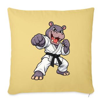 Strong hippopotamus in karate - Sofa pillowcase 17,3'' x 17,3'' (45 x 45 cm) - washed yellow - Front