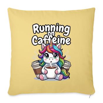 Licorne alimentée par la caféine - Housse de coussin décorative 45 x 45 cm - jaune délavé - Devant
