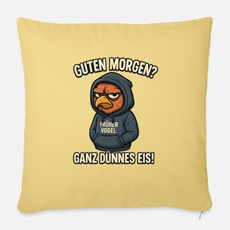 Früher Vogel ganz dünnes Eis lustige Büro Sprüche - Sofakissenbezug 45 x 45 cm - Hellgelb