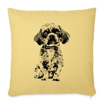 Funny little dog with big eyes. - Sofa pillowcase 17,3'' x 17,3'' (45 x 45 cm) - washed yellow - Front