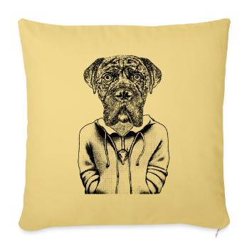 Boxer dog with threatening look in cartoon style. - Sofa pillowcase 17,3'' x 17,3'' (45 x 45 cm) - washed yellow - Front