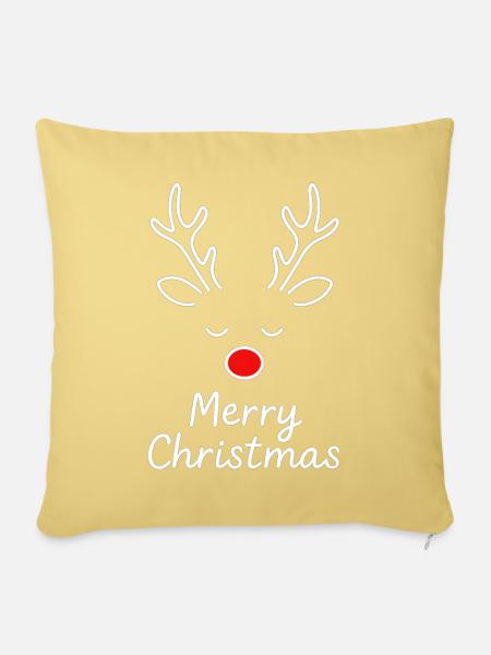 Rentier Gesicht Weihnachtsstimmung - Sofakissenbezug 45 x 45 cm - Hellgelb