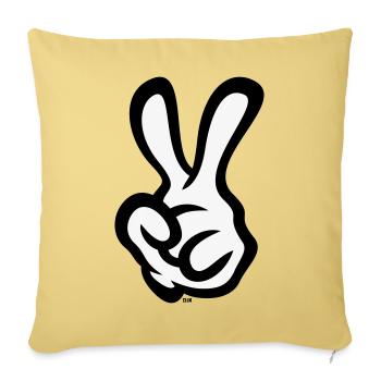 Victory Hand Sign (Left Hand / POS / 2C) - Sofa pillowcase 17,3'' x 17,3'' (45 x 45 cm) - washed yellow - Front