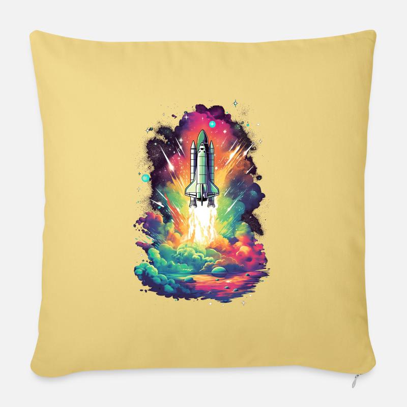 Lancement de fusée de la navette spatiale - Housse de coussin décorative 45 x 45 cm - jaune délavé