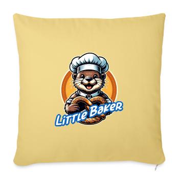 Drôle de petite loutre avec chapeau de boulanger et bretzel - Housse de coussin décorative 45 x 45 cm - jaune délavé - Devant