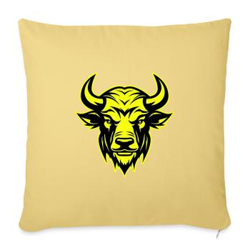 Portrait de tête de taureau symbole animal taureau - Housse de coussin décorative 45 x 45 cm - jaune délavé - Devant