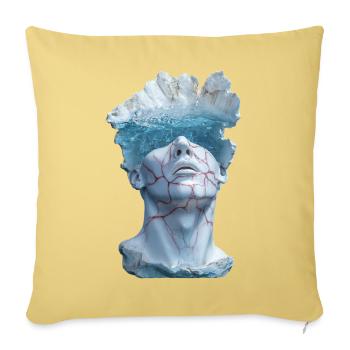 Buste statuaire surréaliste en marbre - Housse de coussin décorative 45 x 45 cm - jaune délavé - Devant