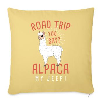 Alpaca My Jeep Funny Road Trip Alpaca Pun Design - Sofa pillowcase 17,3'' x 17,3'' (45 x 45 cm) - washed yellow - Front