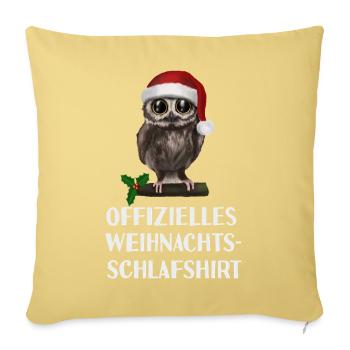Offizielles Weihnachts-Schlafshirt - Eule wach - Sofakissenbezug 45 x 45 cm - Hellgelb - Vorne