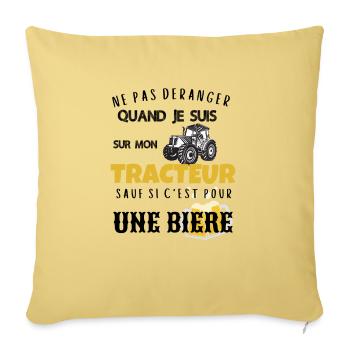 Ne pas déranger tracteur sauf pour biere cadeau - Housse de coussin décorative 45 x 45 cm - jaune délavé - Devant