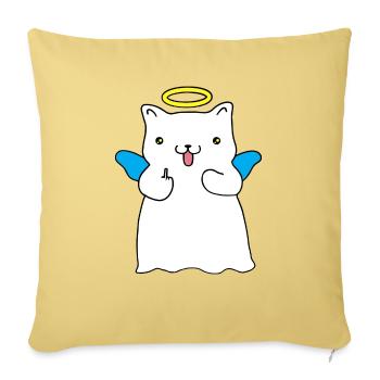 Ange espiègle - Housse de coussin décorative 45 x 45 cm - jaune délavé - Devant