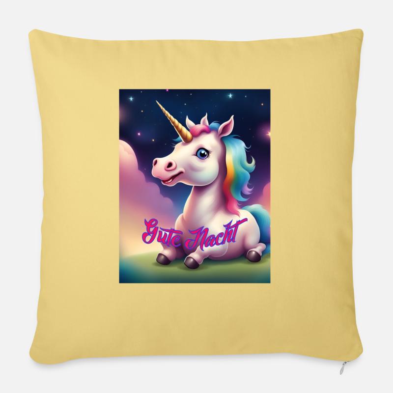 Gute Nacht Einhorn - Sofakissenbezug 45 x 45 cm - Hellgelb