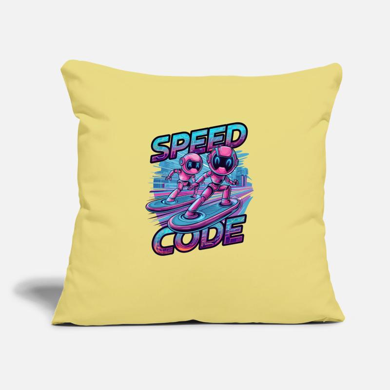 Speed Code Cyberpunk Robot Surfing Tech Art Sofa pillowcase 17,3'' x 17,3'' (45 x 45 cm)