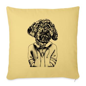 Junger Malteser Hund mit treuem Blick im Hoodie. - Sofakissenbezug 45 x 45 cm - Hellgelb - Vorne