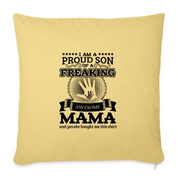 Familie Mama Sohn Tshirt - Sofakissenbezug 45 x 45 cm - Hellgelb - Vorne