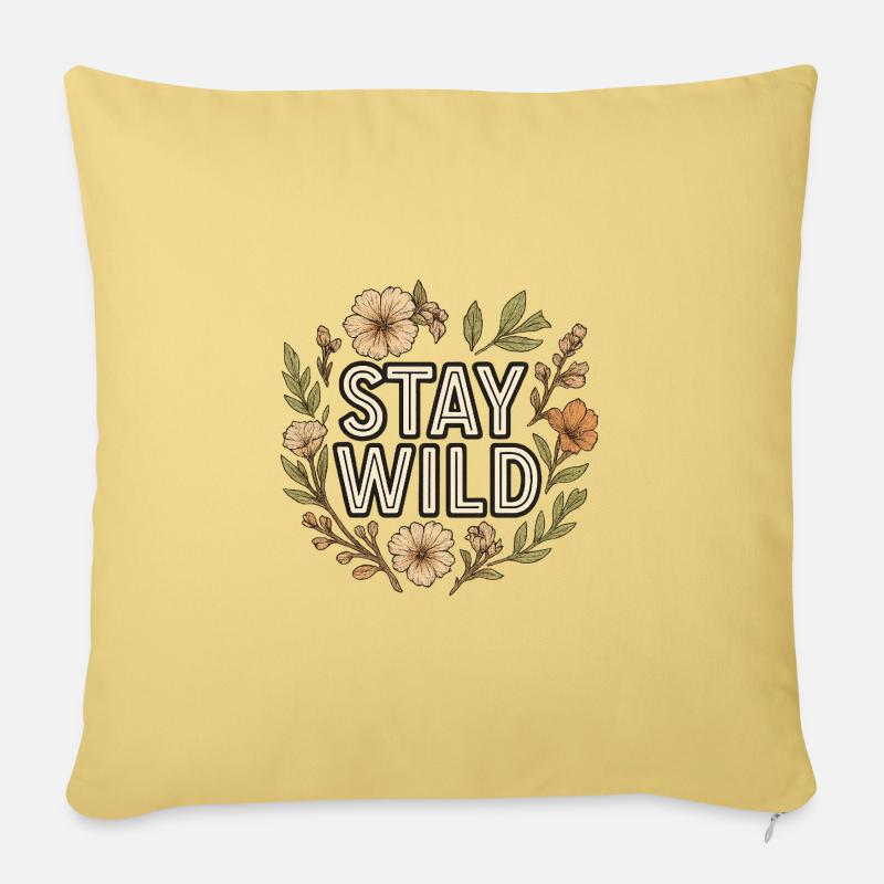 Stay Wild Blumenkranz - Sofakissenbezug 45 x 45 cm - Hellgelb