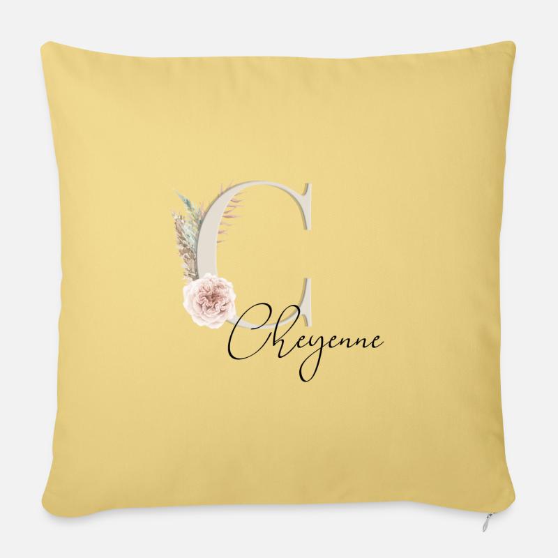 Cheyenne! Nom Boho - Housse de coussin décorative 45 x 45 cm - jaune délavé