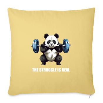 Panda Dumbbell Training Workout: the struggle is - Sofa pillowcase 17,3'' x 17,3'' (45 x 45 cm) - washed yellow - Front