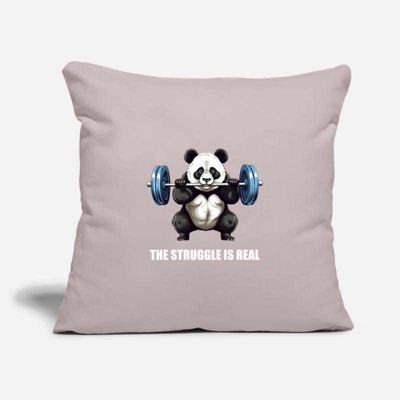 Panda Hantel Training Workout: the struggle is Sofakissenbezug 45 x 45 cm