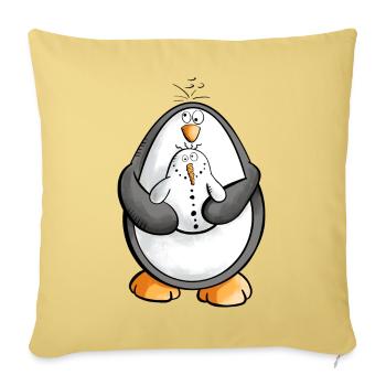 Pinguin und Schneemann sind beste Freunde - Sofakissenbezug 45 x 45 cm - Hellgelb - Vorne
