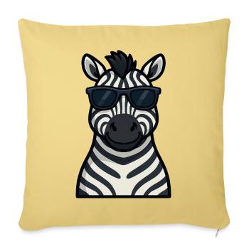 Cool zebra happy with sunglasses in summer - Sofa pillowcase 17,3'' x 17,3'' (45 x 45 cm) - washed yellow - Front