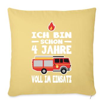 4 Geburtstag Feuerwehr Geschenk Junge 4 Jahre - Sofakissenbezug 45 x 45 cm - Hellgelb - Vorne