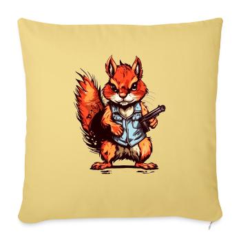 L’écureuil en tant que mercenaire armé - Housse de coussin décorative 45 x 45 cm - jaune délavé - Devant