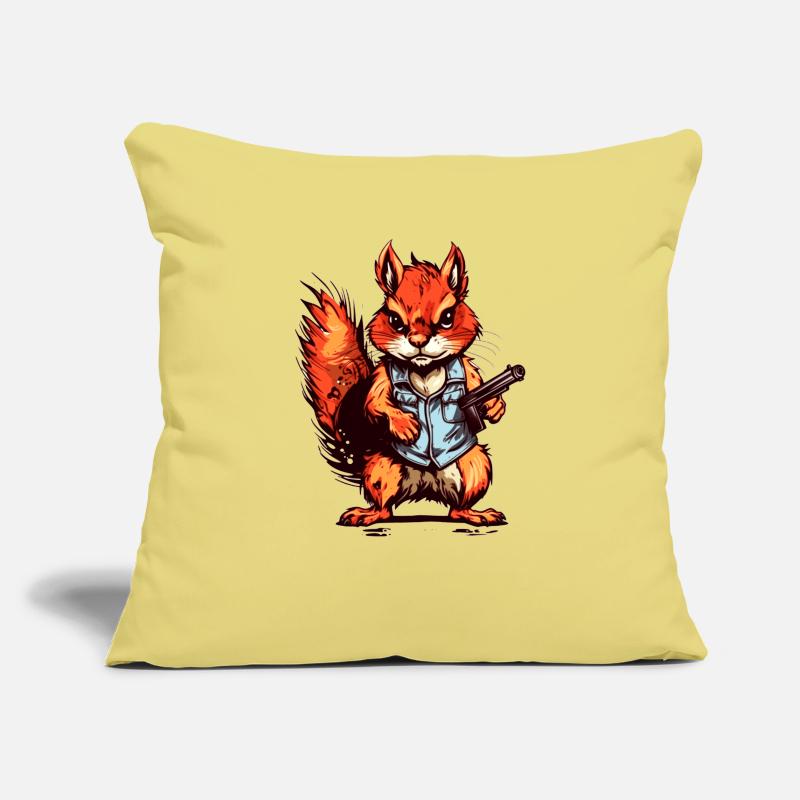 Eichhörnchen als bewaffneter Söldner Sofakissenbezug 45 x 45 cm