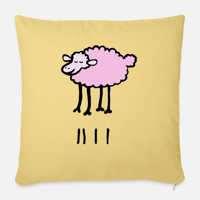 Mouton rose - Housse de coussin décorative 45 x 45 cm - jaune délavé