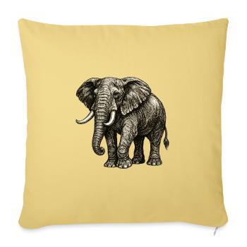 Vintage Elephant Illustration – Power & Nature - Sofa pillowcase 17,3'' x 17,3'' (45 x 45 cm) - washed yellow - Front