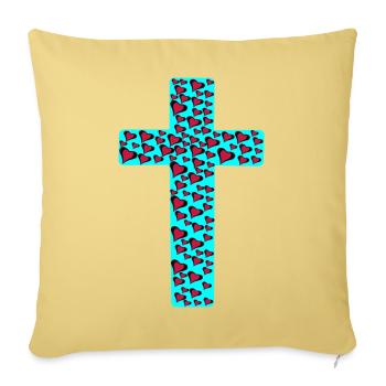 Kreuz Kreuze Jesus Herz Herzen - Sofakissenbezug 45 x 45 cm - Hellgelb - Vorne