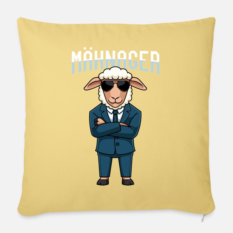 Sheep Manager Sheep Wool Sheep Mane Rodent - Sofa pillowcase 17,3'' x 17,3'' (45 x 45 cm) - washed yellow